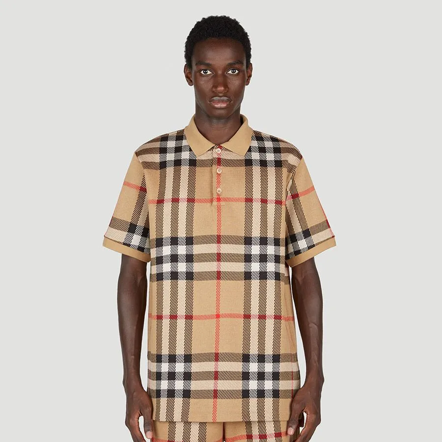 Ao Polo Nam Burberry Mens Check Jacquard Polo Shirt 8072663 A7028 Mau Be kaizon 2